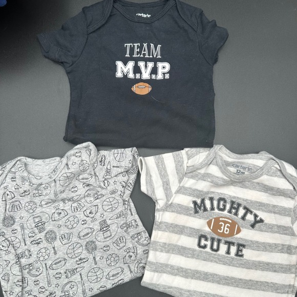 Football Baby Clothes Bundle‎ Carter's Bodysuit Pajamas Shirts 10 Piece - Picture 2 of 6